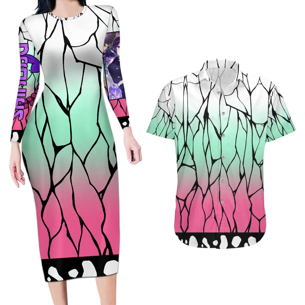 Kocho Shinobu Haori Demon Slayer Couples Matching Long Sleeve Bodycon Dress and Hawaiian Shirt Anime Style