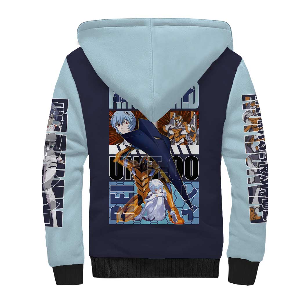 Rei Ayanami x Eva 00 Neon Genesis Evangelion Sherpa Hoodie Anime Style