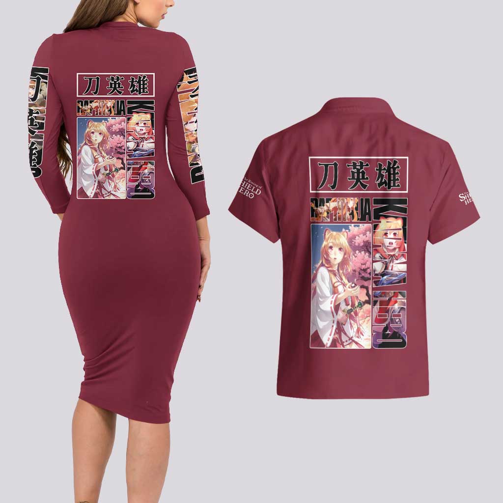 Raphtalia The Rising of the Shield Hero Couples Matching Long Sleeve Bodycon Dress and Hawaiian Shirt Anime Style