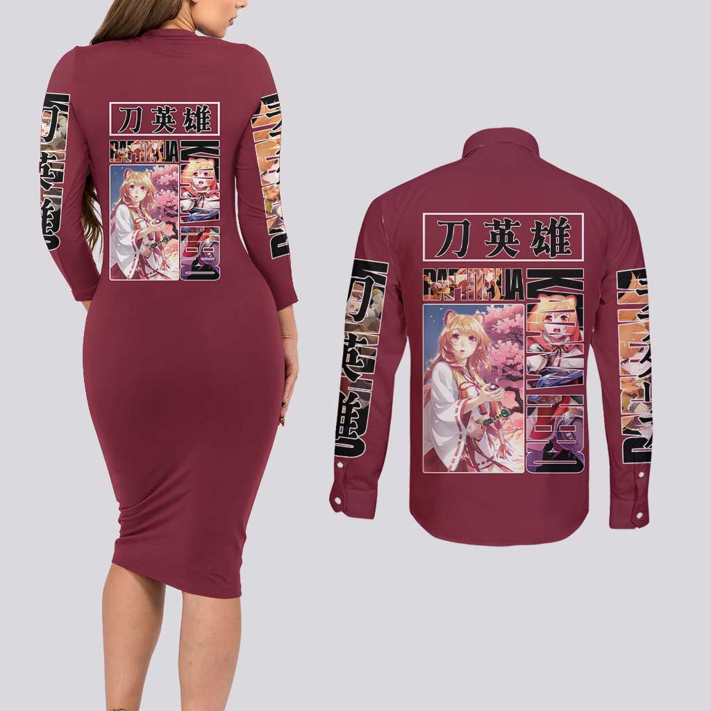 Raphtalia The Rising of the Shield Hero Couples Matching Long Sleeve Bodycon Dress and Long Sleeve Button Shirt Anime Style