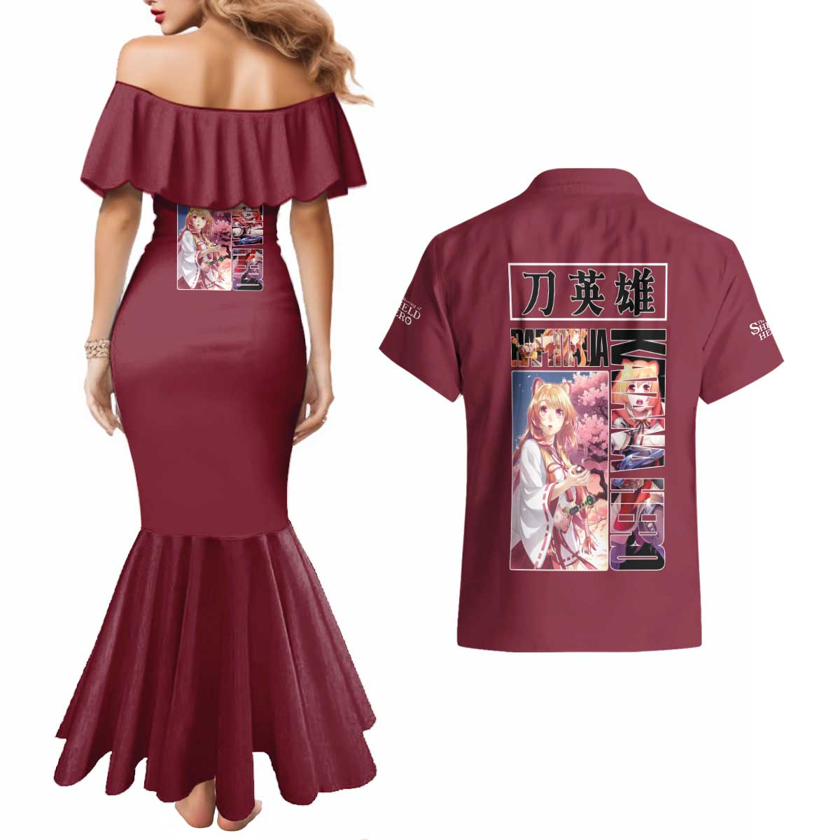 Raphtalia The Rising of the Shield Hero Couples Matching Mermaid Dress and Hawaiian Shirt Anime Style