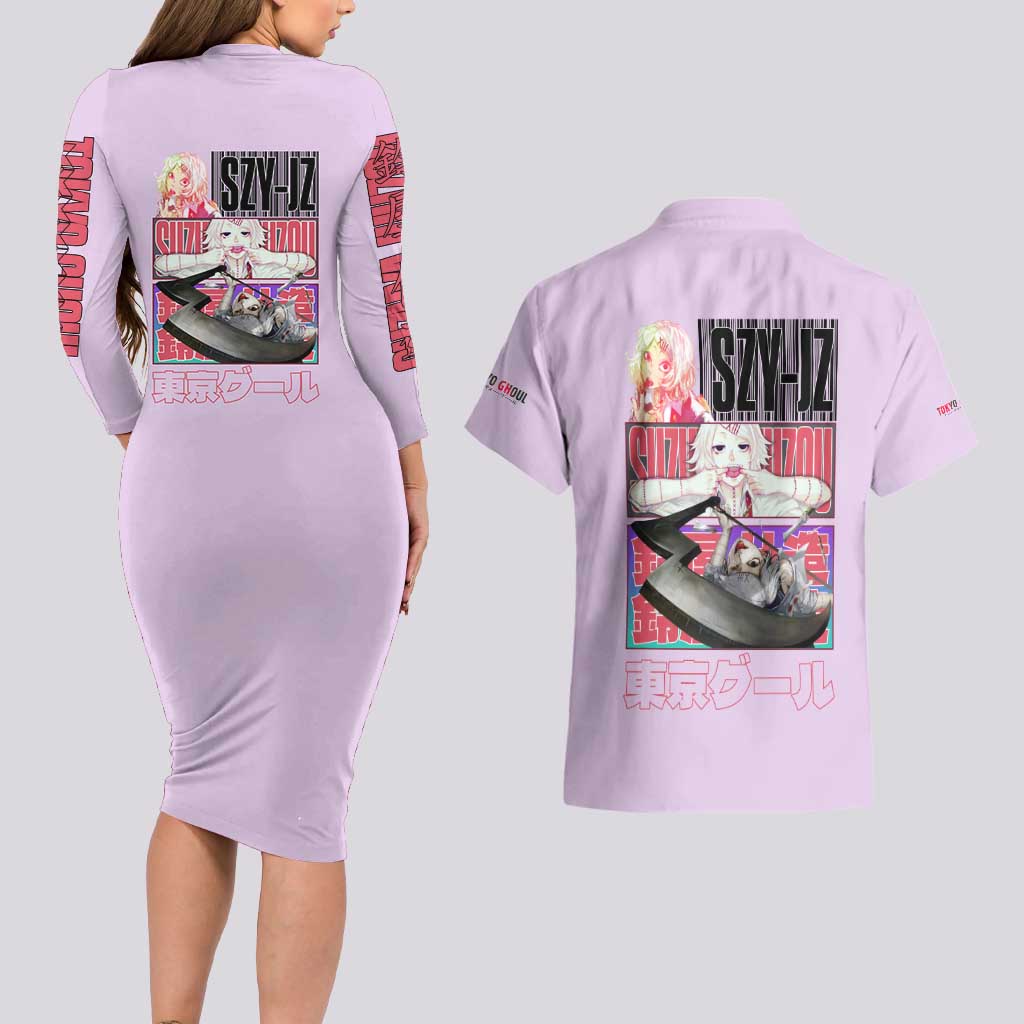Suzuya Juuzou Tokyo Ghoul Couples Matching Long Sleeve Bodycon Dress and Hawaiian Shirt Anime Style