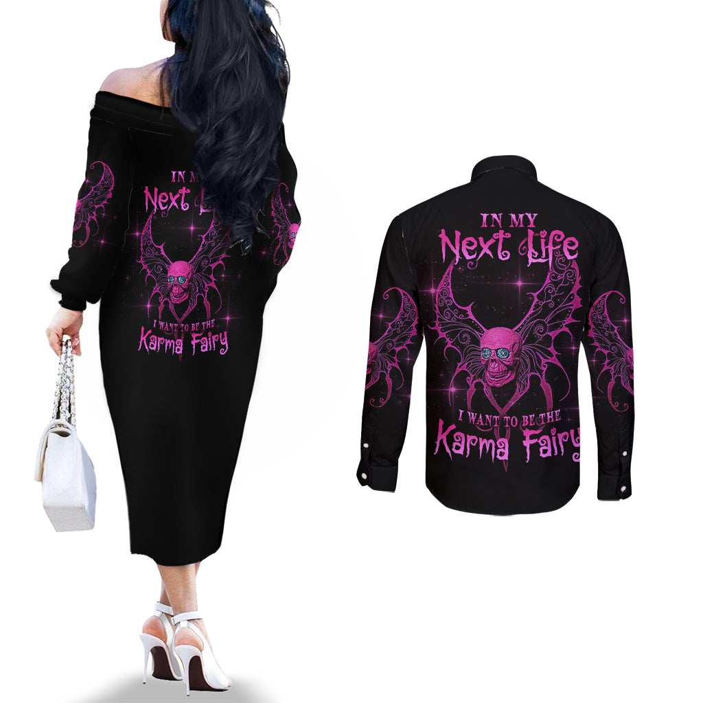 karma-fairy-skul-couples-matching-off-the-shoulder-long-sleeve-dress-and-long-sleeve-button-shirt