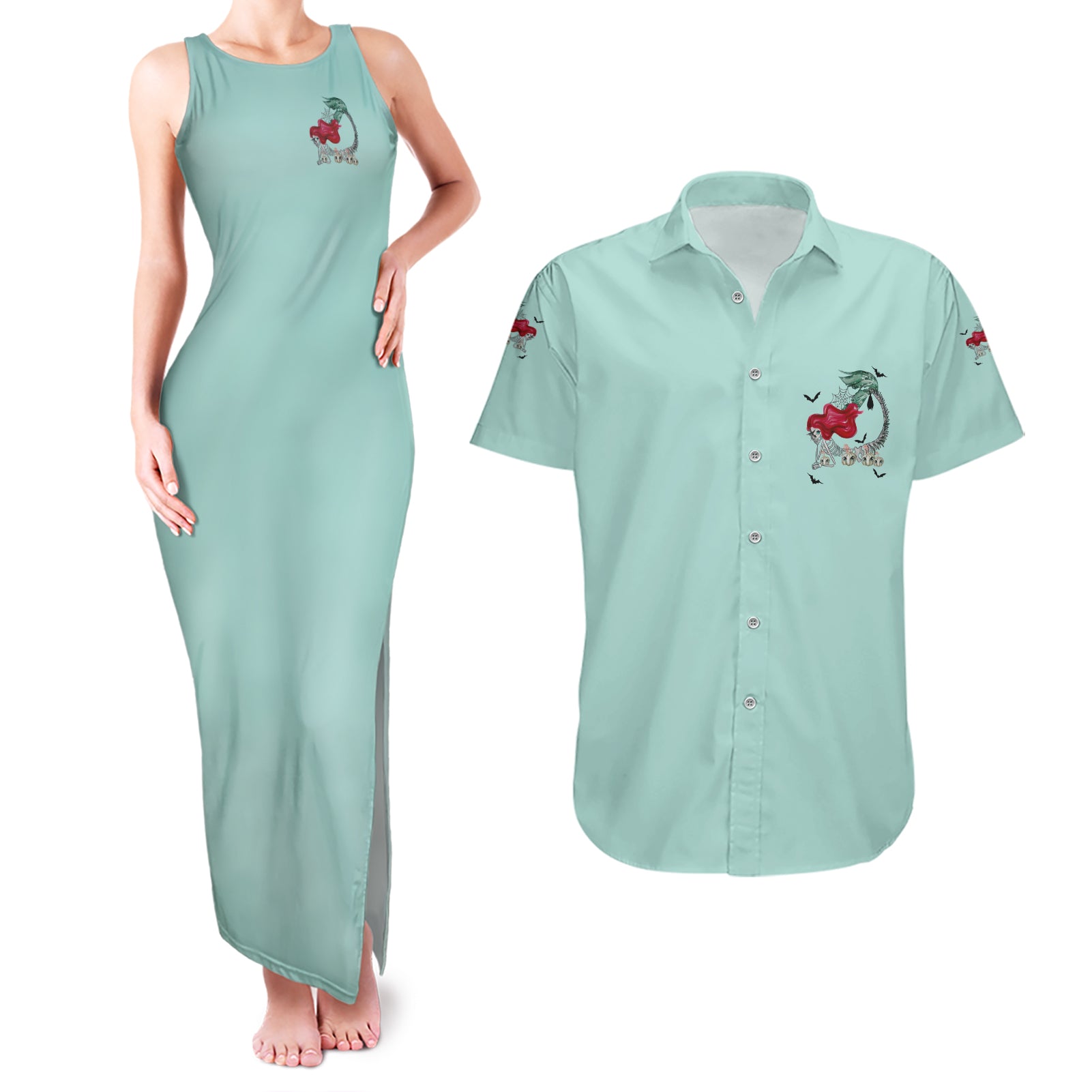 salty-witch-mermaid-halloween-couples-matching-tank-maxi-dress-and-hawaiian-shirt