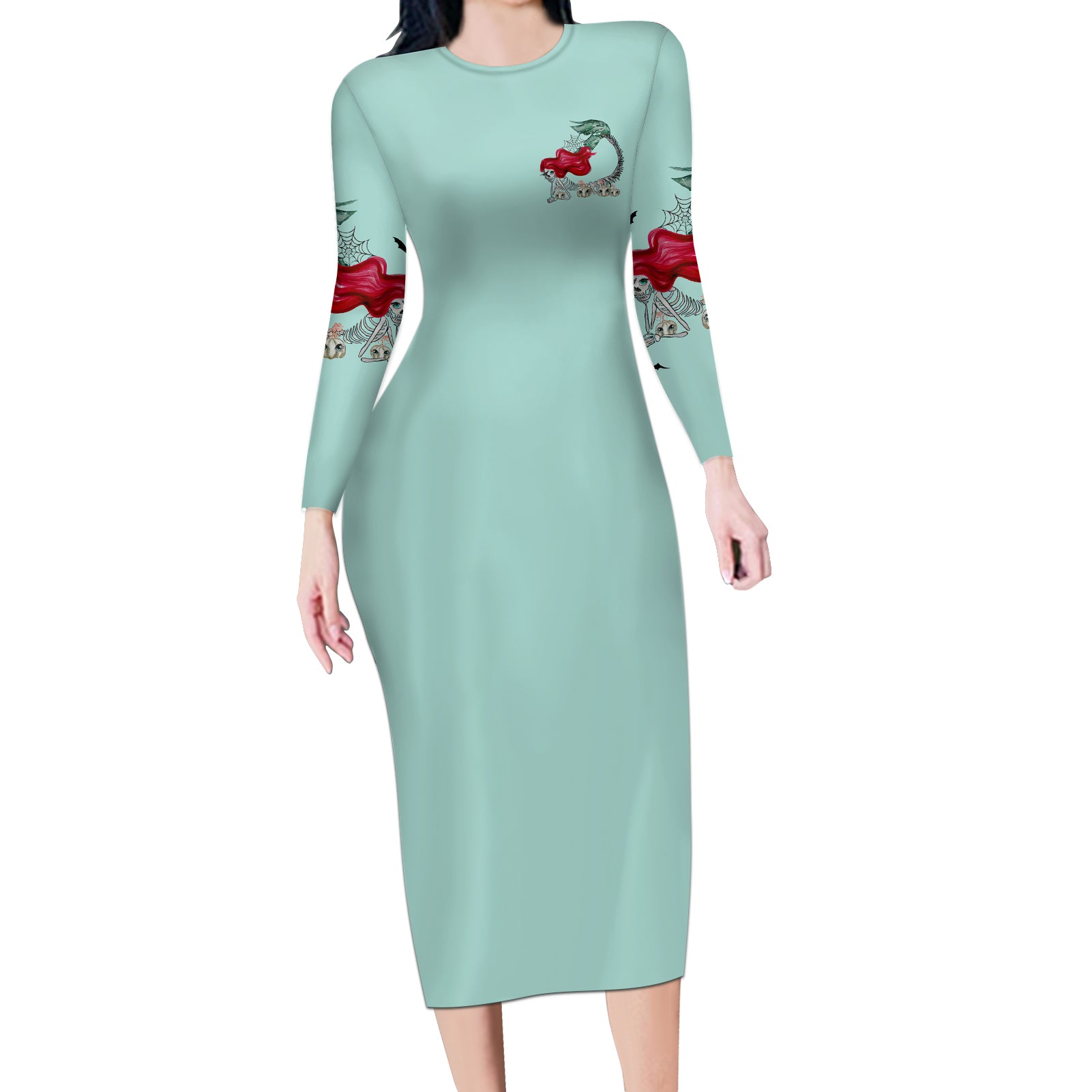salty-witch-mermaid-halloween-long-sleeve-bodycon-dress