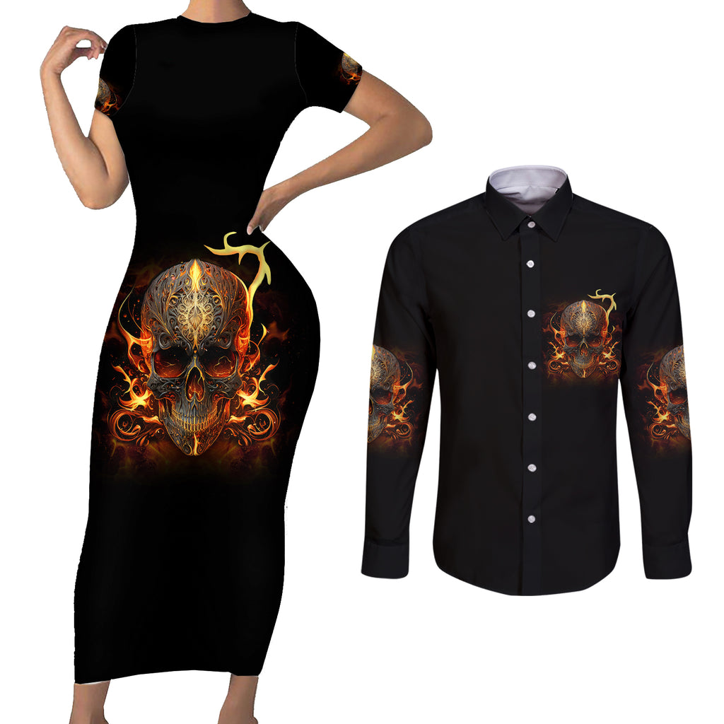 did-i-piss-you-off-skull-filagree-couples-matching-short-sleeve-bodycon-dress-and-long-sleeve-button-shirt