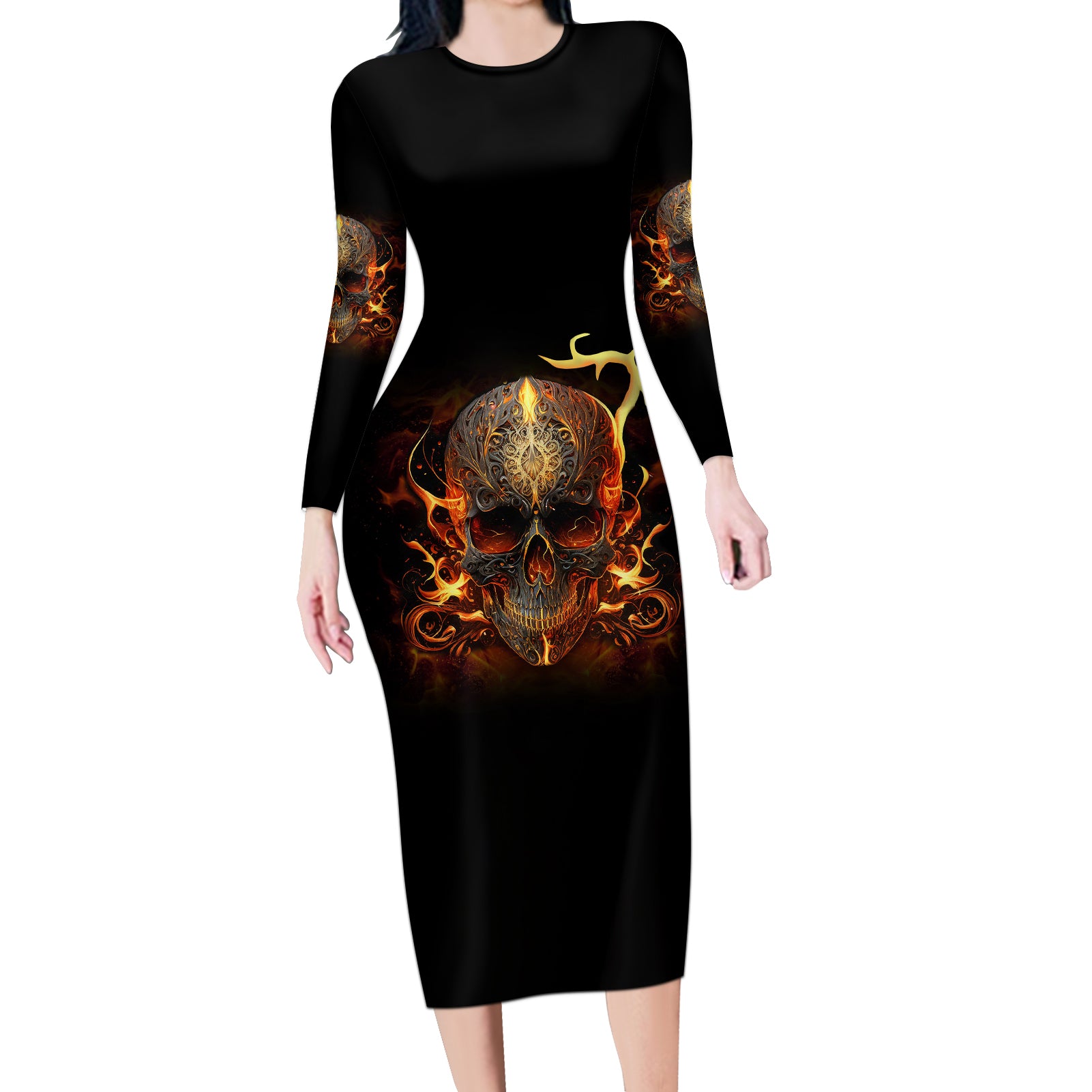 did-i-piss-you-off-skull-filagree-long-sleeve-bodycon-dress