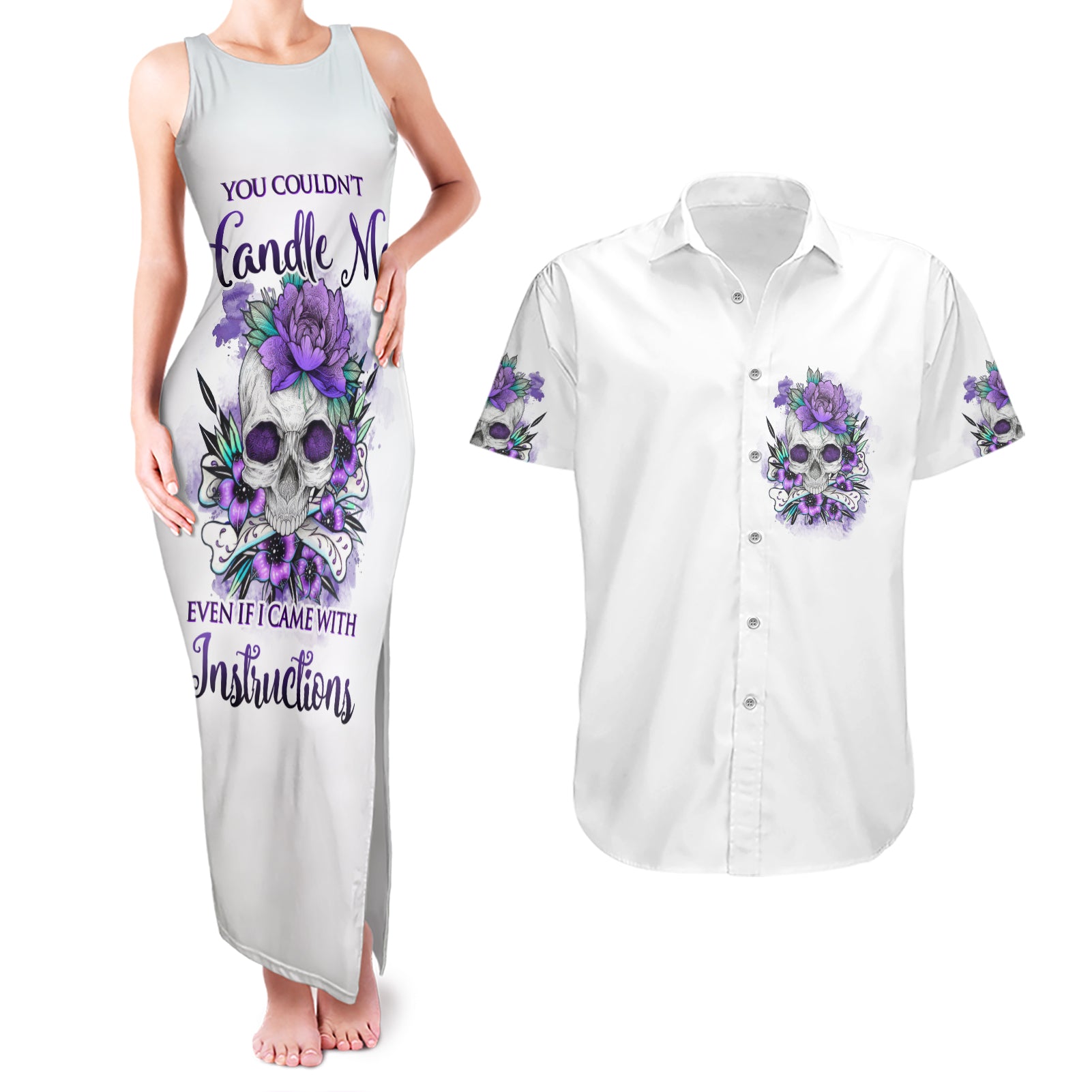 you-couldnt-handle-me-skul-couples-matching-tank-maxi-dress-and-hawaiian-shirt