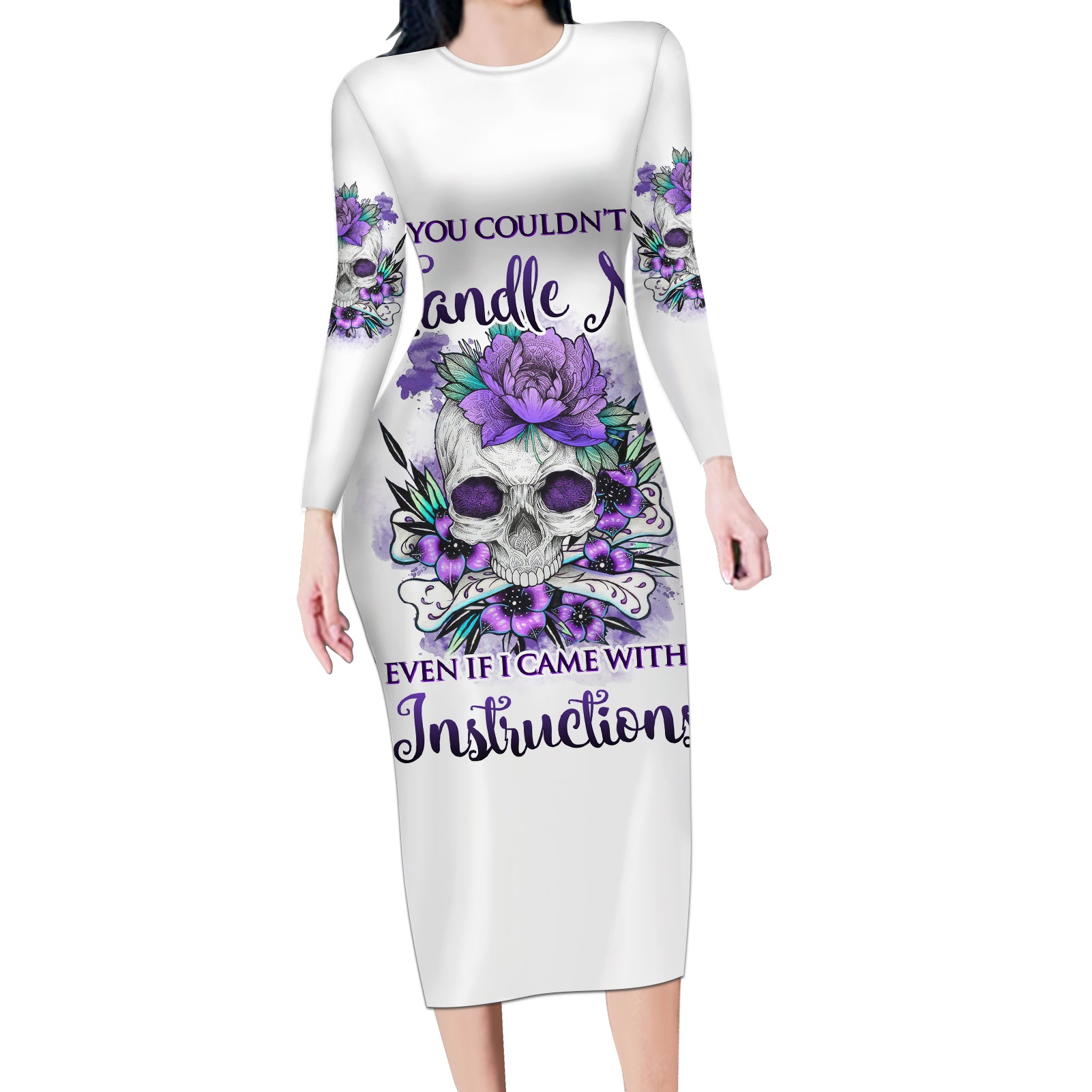 you-couldnt-handle-me-skul-long-sleeve-bodycon-dress