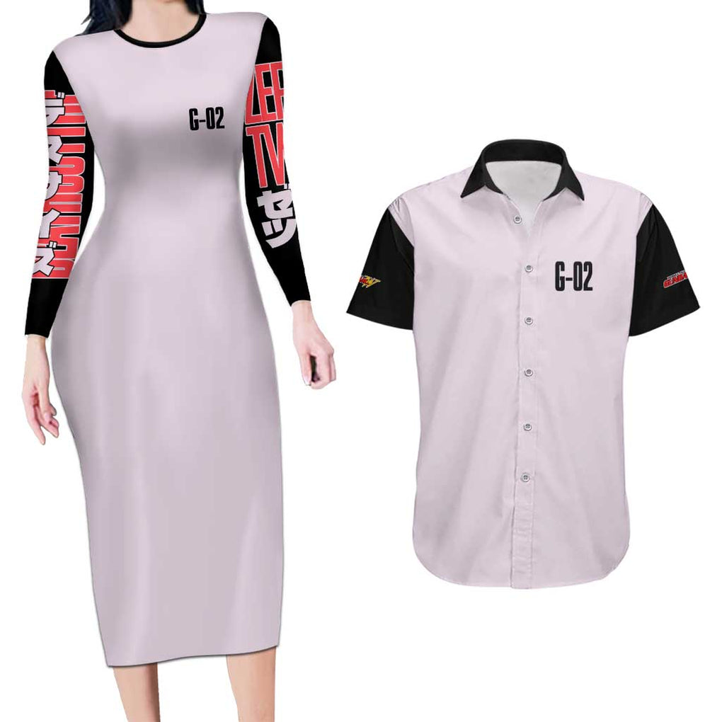 Deathscythe x Duo Maxwell Gundam Wing Endless Waltz Couples Matching Long Sleeve Bodycon Dress and Hawaiian Shirt Anime Style