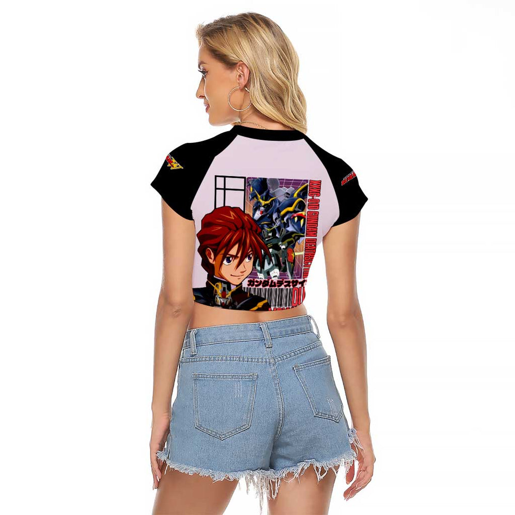 Deathscythe x Duo Maxwell Gundam Wing Endless Waltz Raglan Cropped T Shirt Anime Style