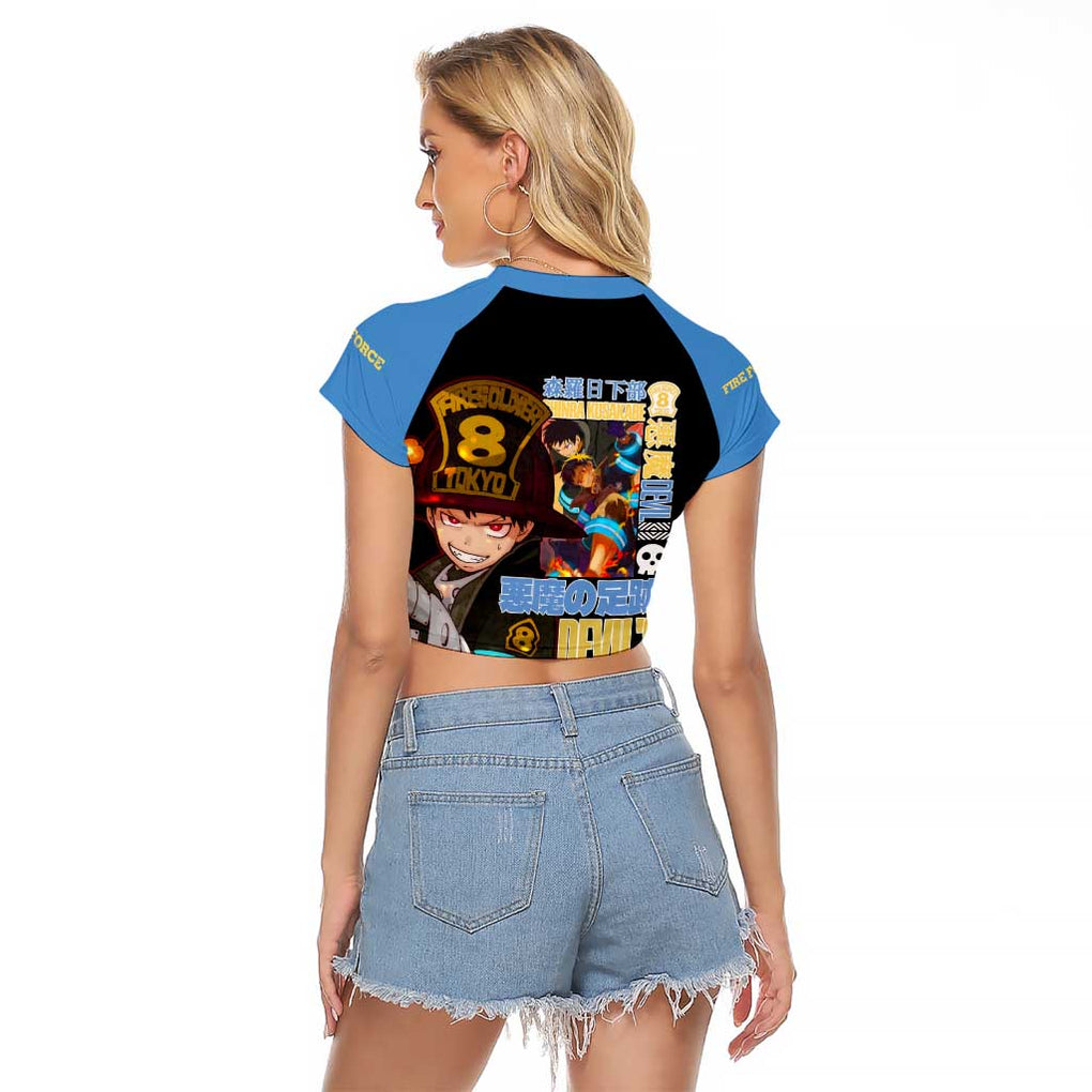 Shinra Kusakabe Fire Force Raglan Cropped T Shirt Anime Style