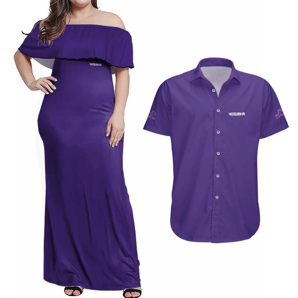 Yuzuriha Hell’s Paradise Couples Matching Off Shoulder Maxi Dress and Hawaiian Shirt Anime Style