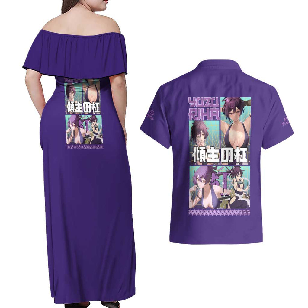 Yuzuriha Hell’s Paradise Couples Matching Off Shoulder Maxi Dress and Hawaiian Shirt Anime Style
