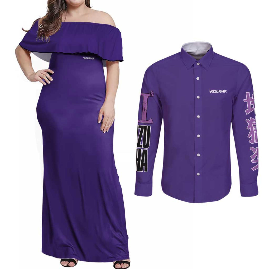 Yuzuriha Hell’s Paradise Couples Matching Off Shoulder Maxi Dress and Long Sleeve Button Shirt Anime Style