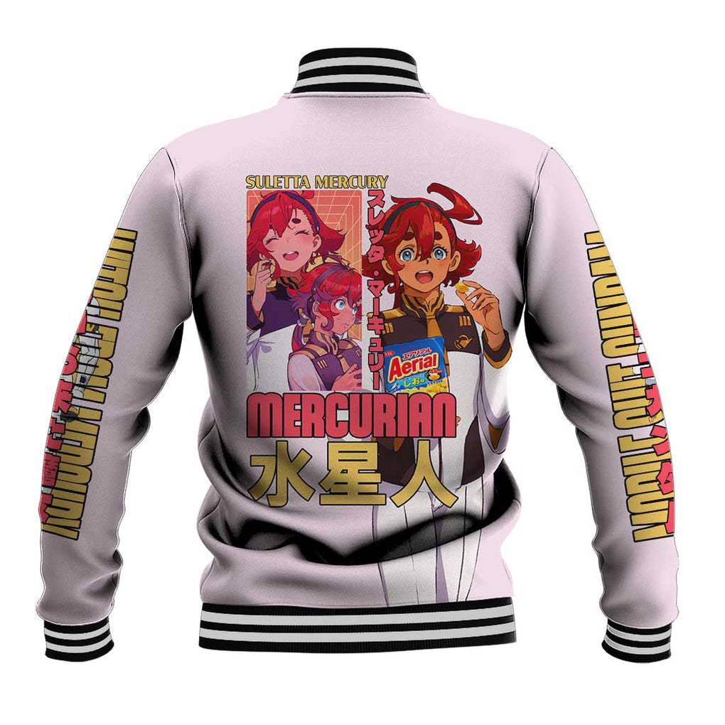 Suletta Mercury Gundam Witch from Mercury Baseball Jacket Anime Style