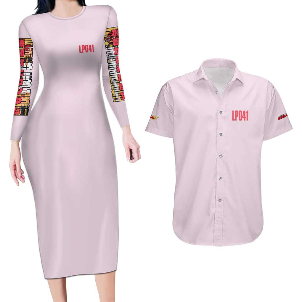 Suletta Mercury Gundam Witch from Mercury Couples Matching Long Sleeve Bodycon Dress and Hawaiian Shirt Anime Style