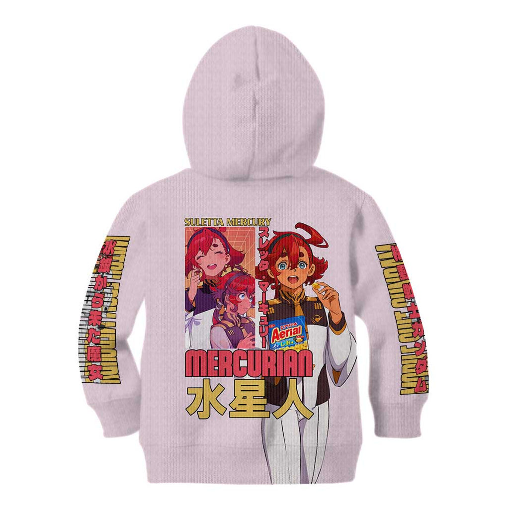 Suletta Mercury Gundam Witch from Mercury Kid Hoodie Anime Style