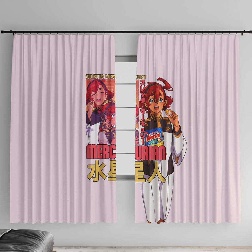 Suletta Mercury Gundam Witch from Mercury Window Curtain Anime Style