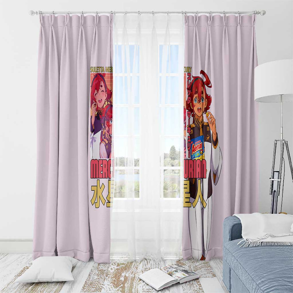 Suletta Mercury Gundam Witch from Mercury Window Curtain Anime Style