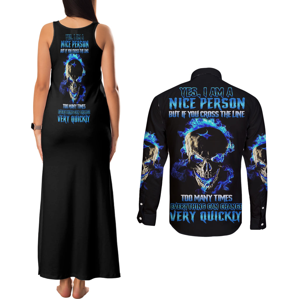 yes-im-a-nice-person-skull-fire-couples-matching-tank-maxi-dress-and-long-sleeve-button-shirt
