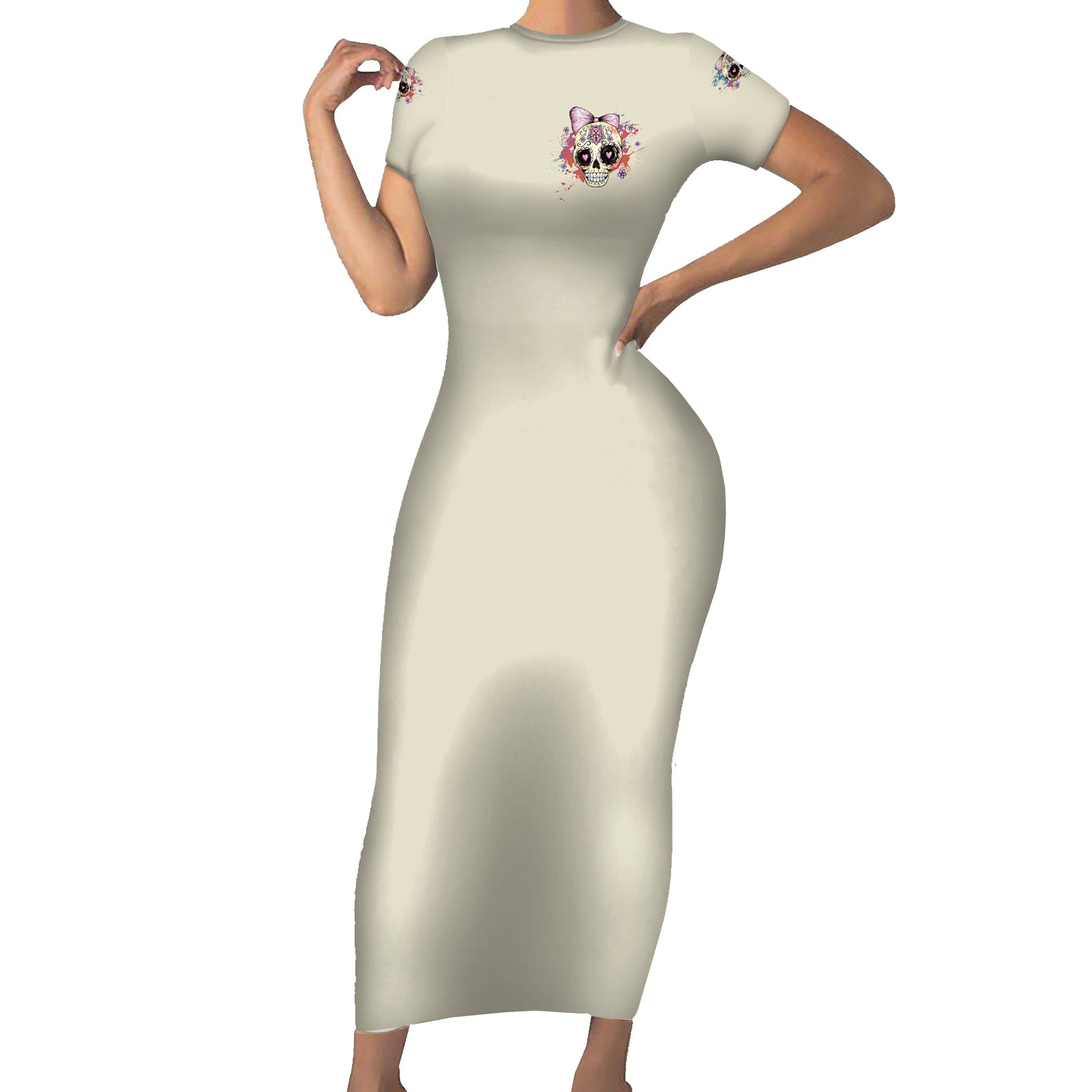 i-am-a-sweet-girl-skull-short-sleeve-bodycon-dress