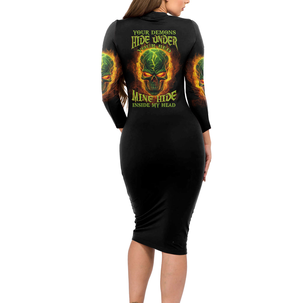 your-demons-hide-under-your-bed-long-sleeve-bodycon-dress