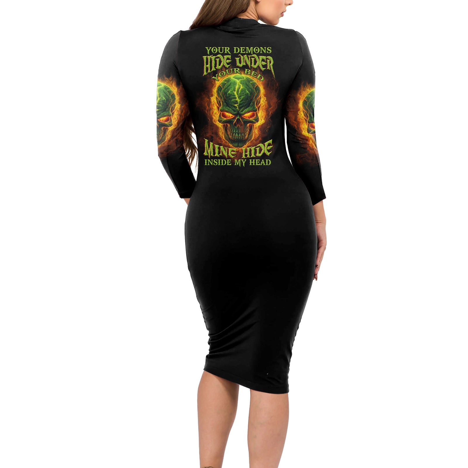 your-demons-hide-under-your-bed-long-sleeve-bodycon-dress