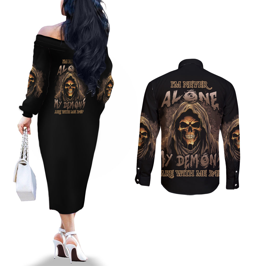 im-never-alone-skull-reaper-couples-matching-off-the-shoulder-long-sleeve-dress-and-long-sleeve-button-shirt