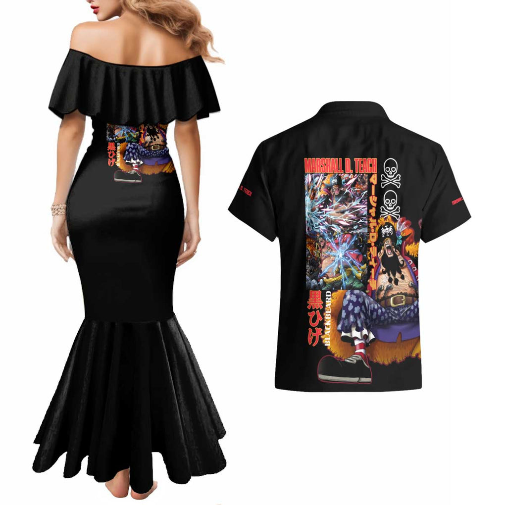 Marshall D. Teach V2 One Piece Couples Matching Mermaid Dress and Hawaiian Shirt Japan Anime Style