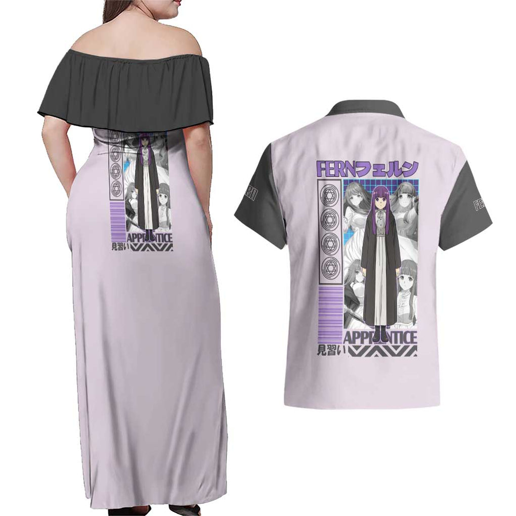 Fern Frieren Beyond Journey’s End Couples Matching Off Shoulder Maxi Dress and Hawaiian Shirt Japan Anime Style