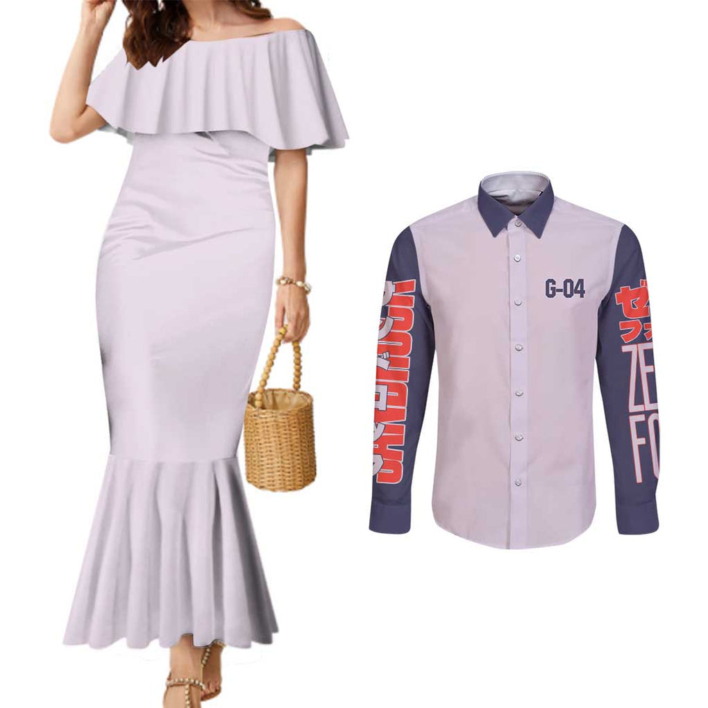 Sandrock x Quatre Raberba Winner Gundam Wing Endless Couples Matching Mermaid Dress and Long Sleeve Button Shirt Japan Anime Style