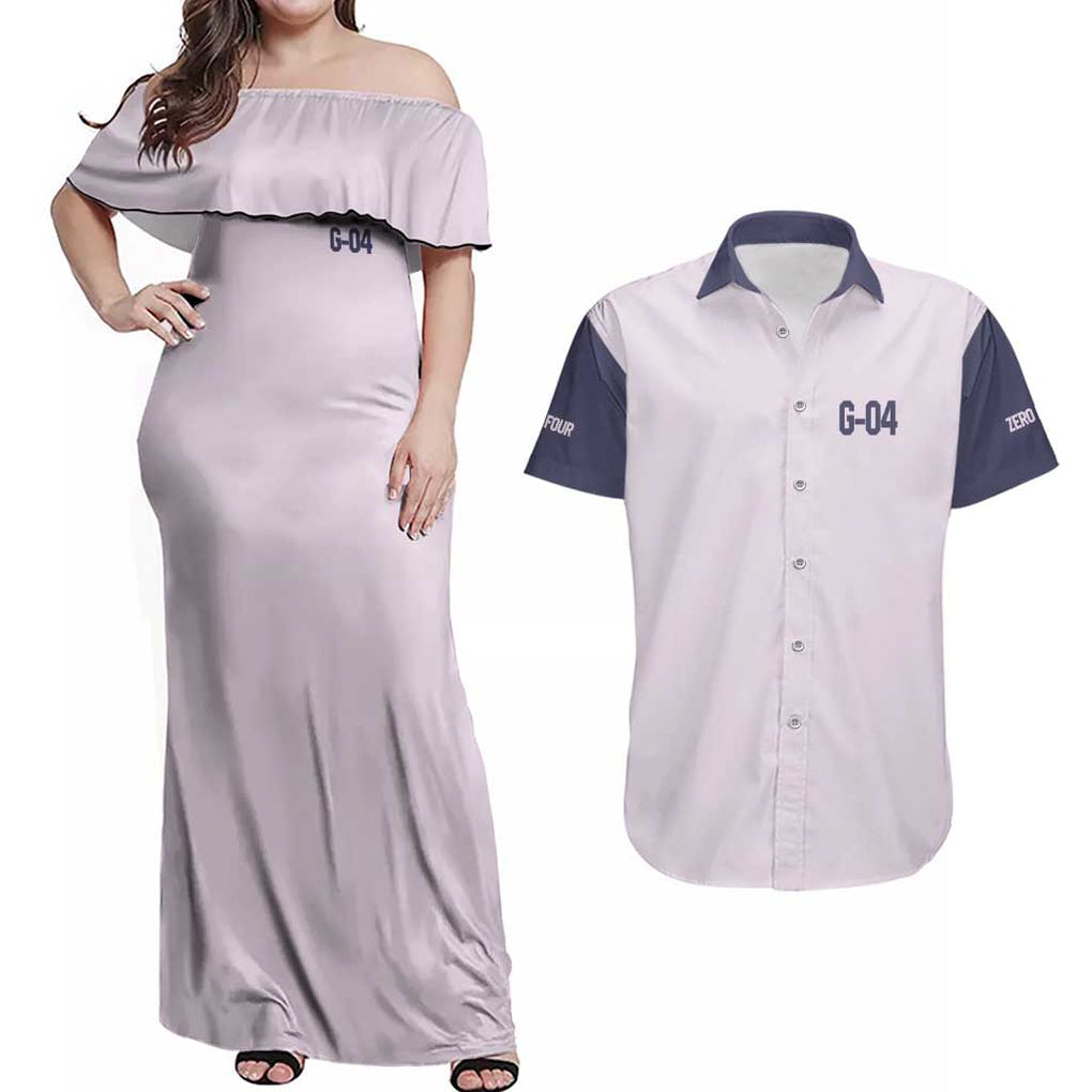 Sandrock x Quatre Raberba Winner Gundam Wing Endless Couples Matching Off Shoulder Maxi Dress and Hawaiian Shirt Japan Anime Style