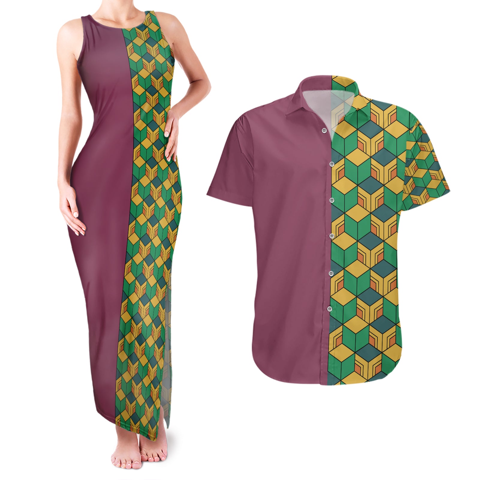 Tomioka Giyuu Couples Matching Tank Maxi Dress and Hawaiian Shirt