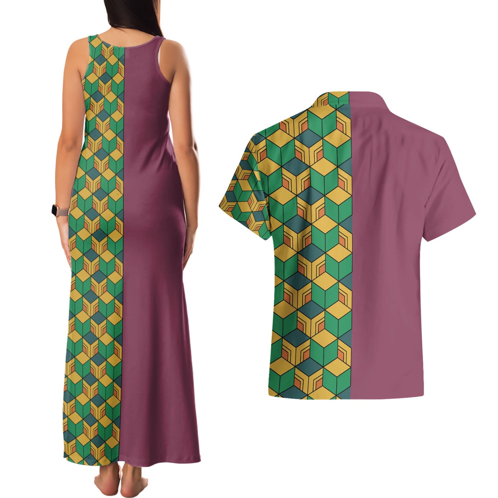 Tomioka Giyuu Couples Matching Tank Maxi Dress and Hawaiian Shirt