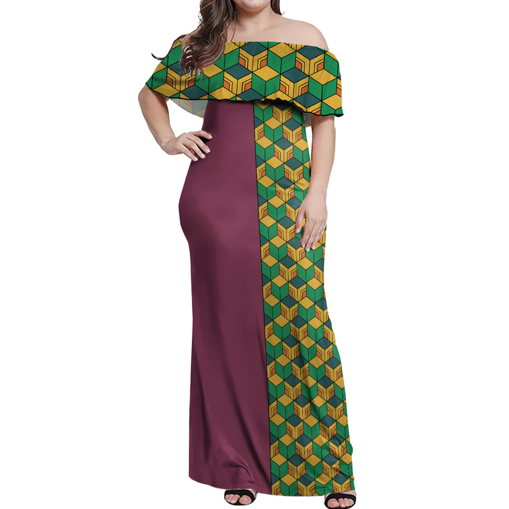 Tomioka Giyuu Off Shoulder Maxi Dress