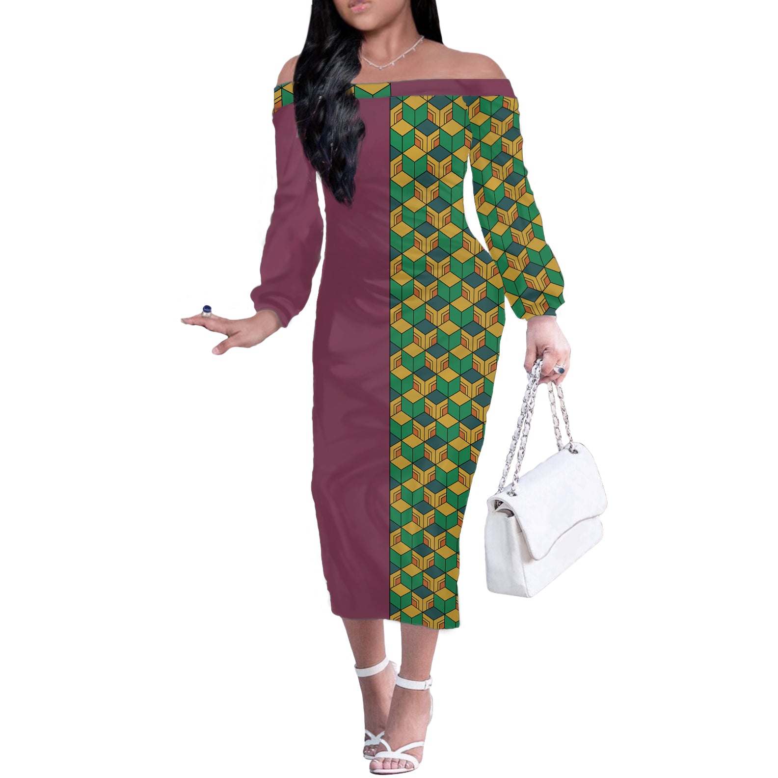 Tomioka Giyuu Off The Shoulder Long Sleeve Dress