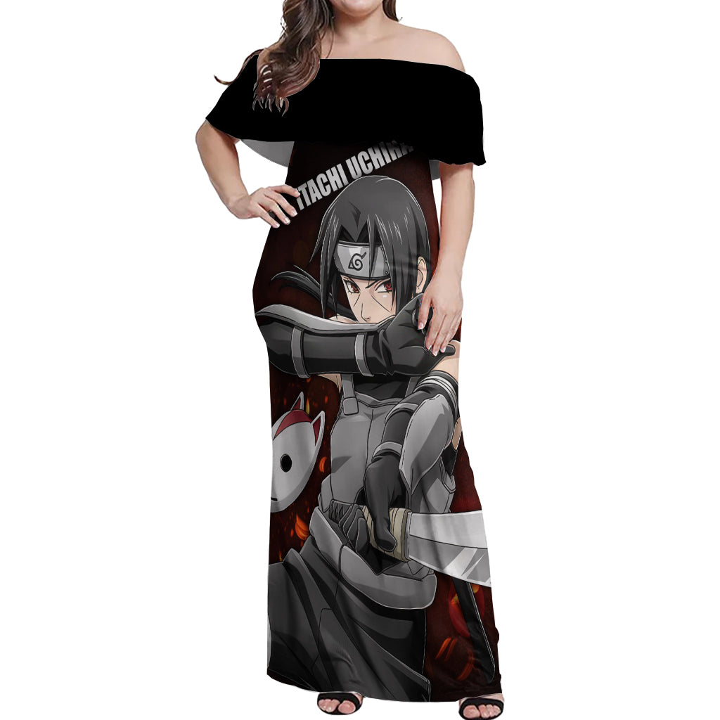 Itachi Anbu Off Shoulder Maxi Dress