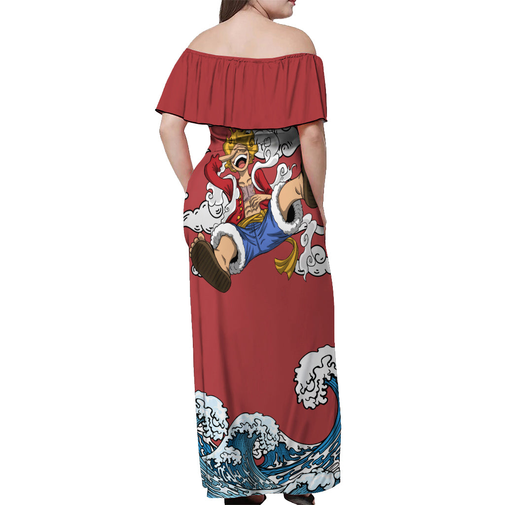 Monkey D. Luffy One Piece Gear 5 Awakening Off Shoulder Maxi Dress