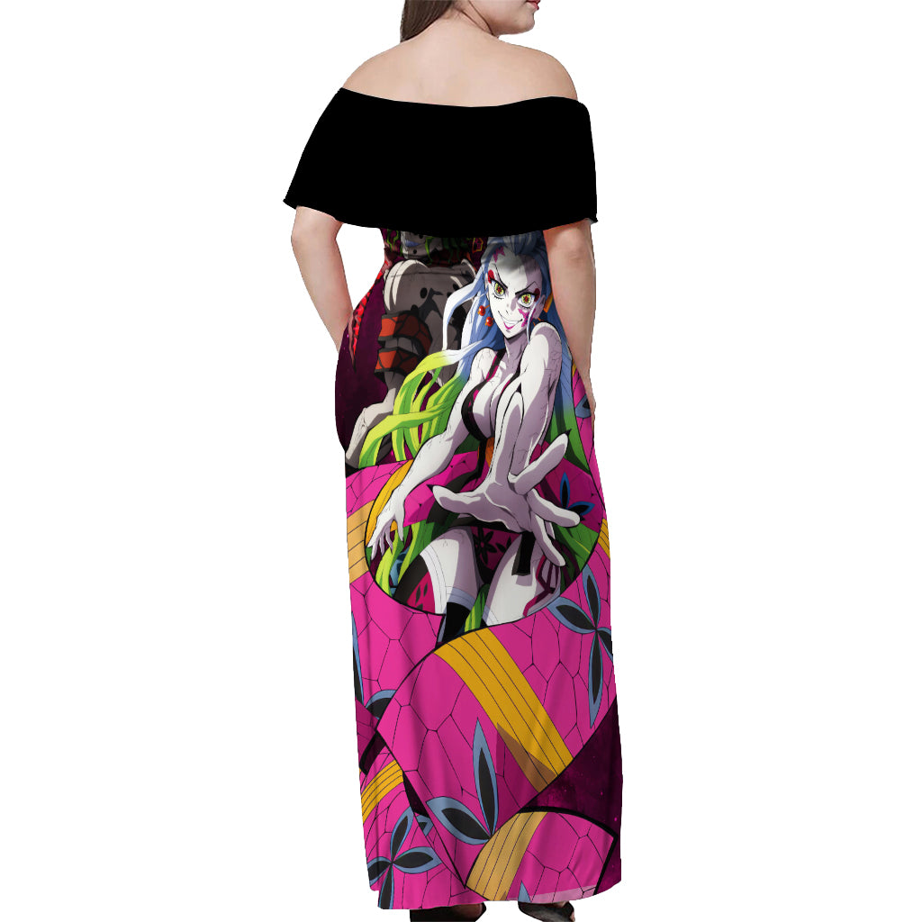 Gyutaro and Daki Off Shoulder Maxi Dress