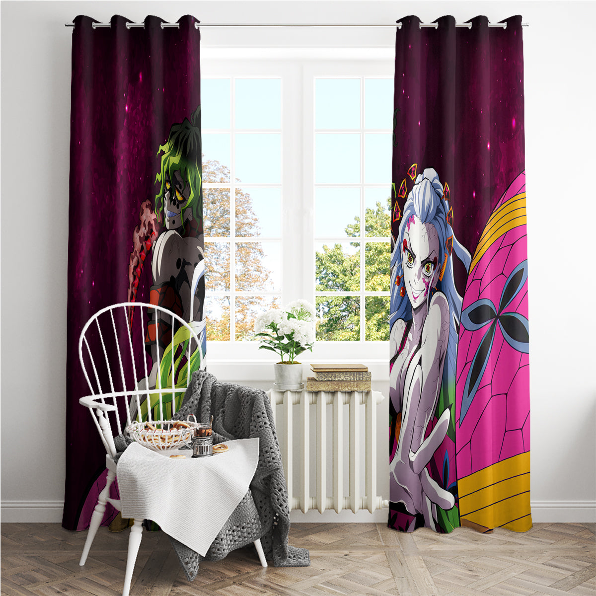 Gyutaro and Daki Window Curtain