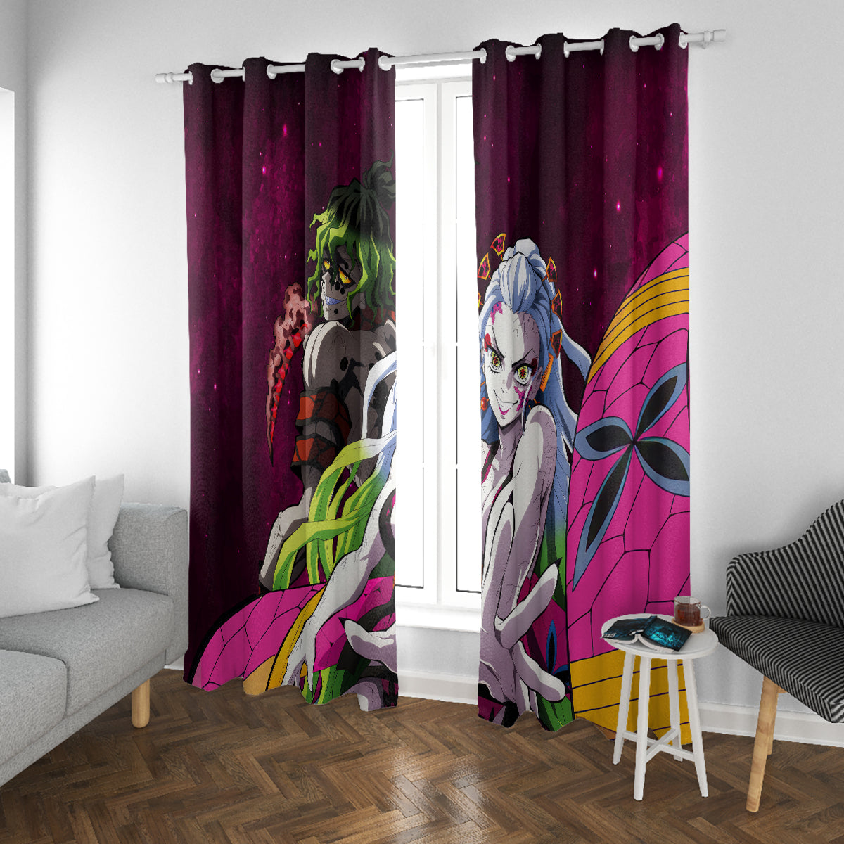 Gyutaro and Daki Window Curtain