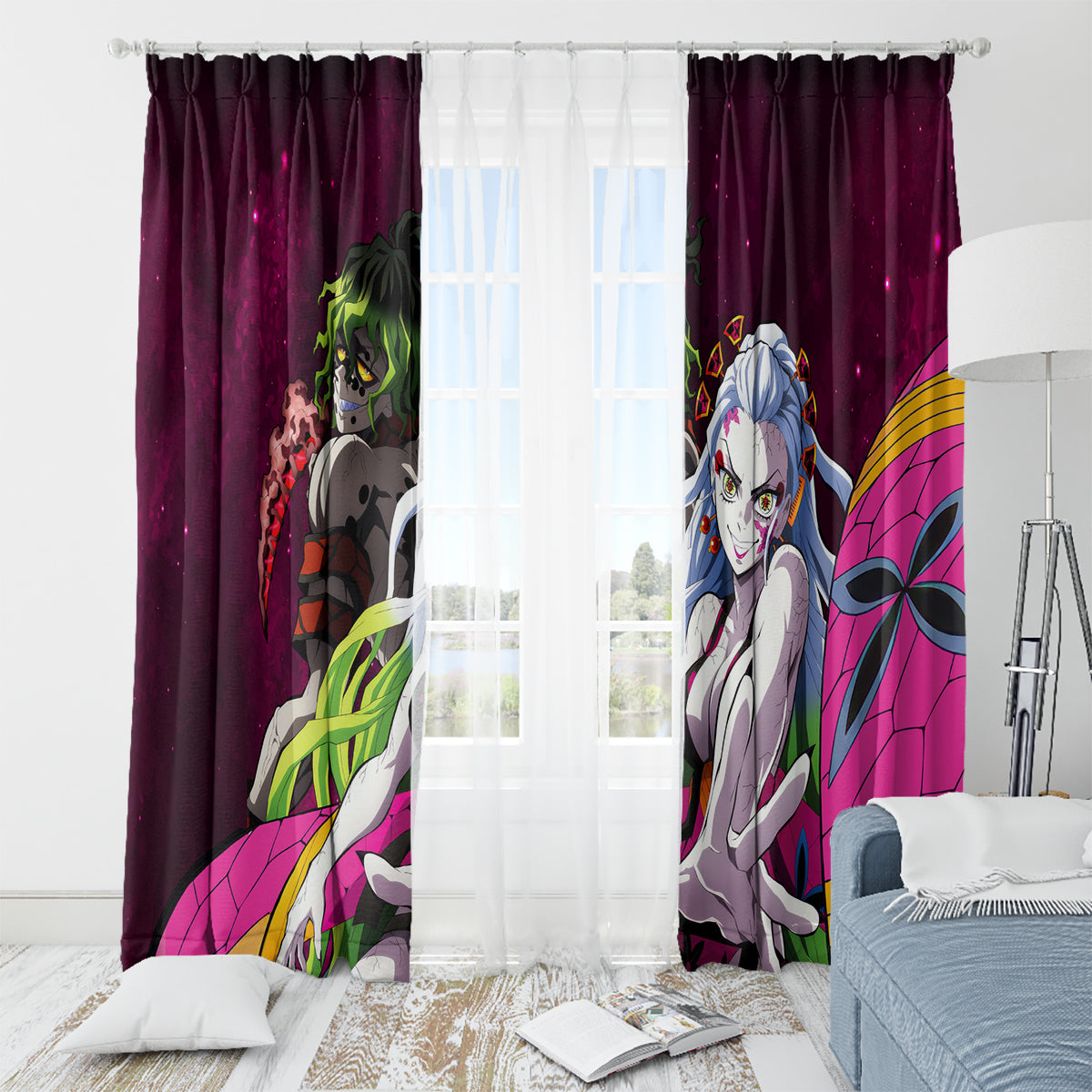 Gyutaro and Daki Window Curtain