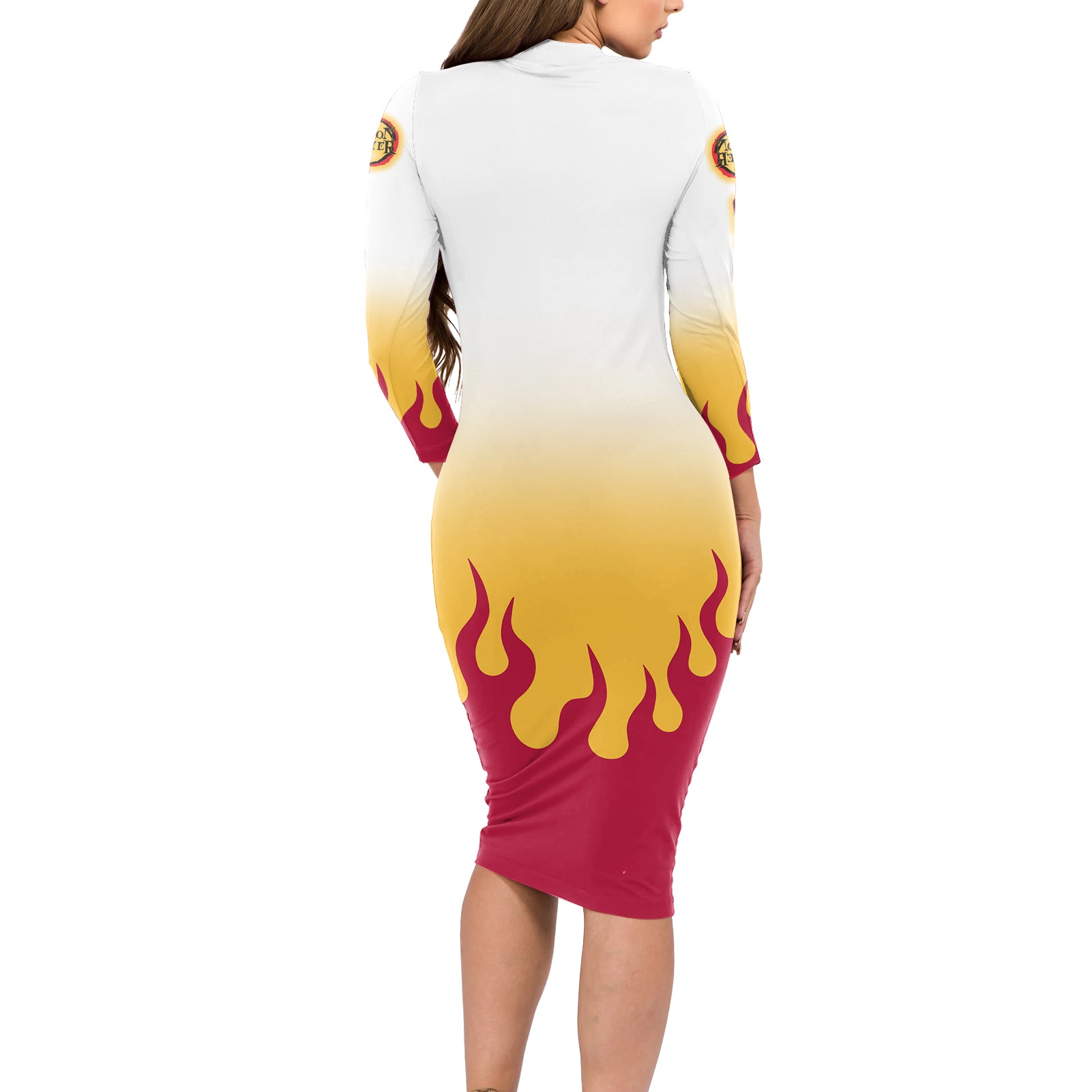 Kyojuro Rengoku - Flame Hashira Anime Long Sleeve Bodycon Dress