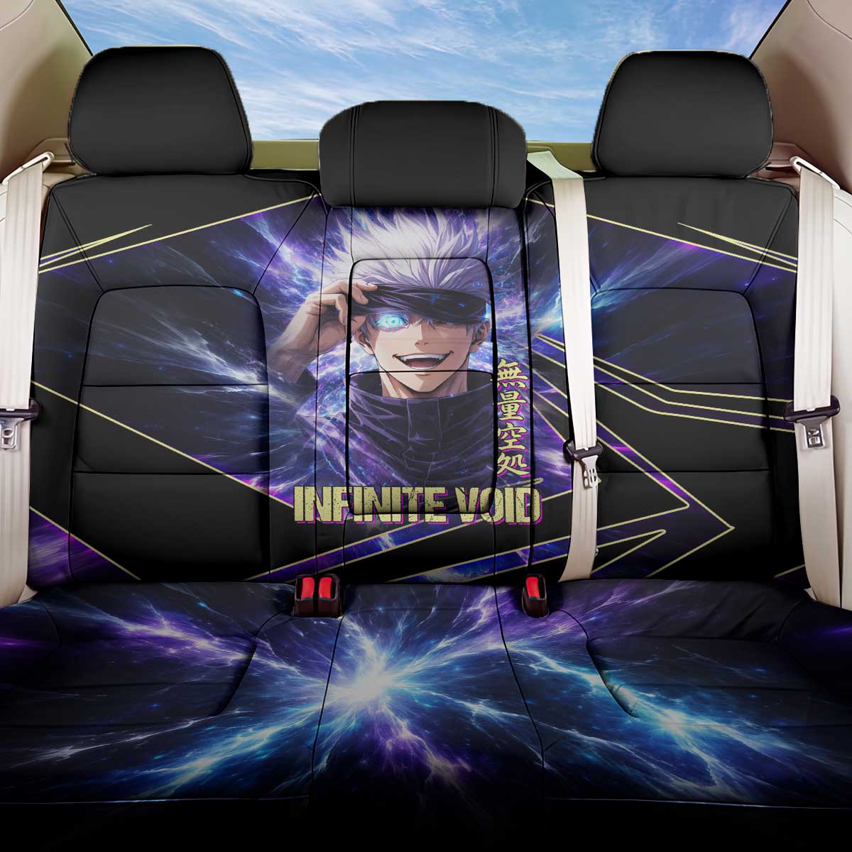 Gojo Satoru Infinite Void Back Car Seat Cover Cosmic Anime Power Surge Style