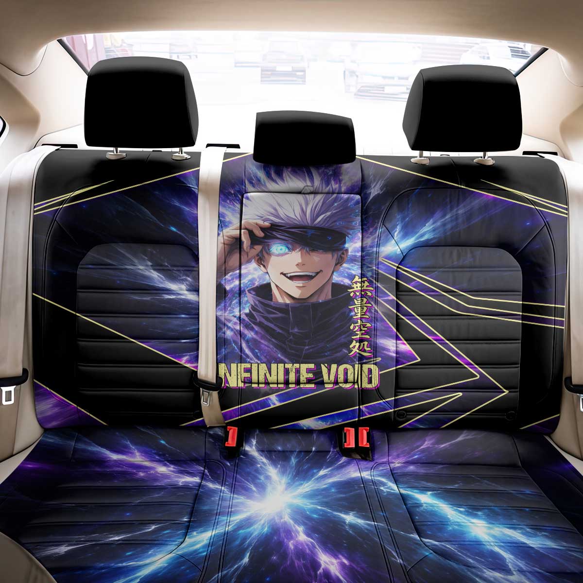 Gojo Satoru Infinite Void Back Car Seat Cover Cosmic Anime Power Surge Style