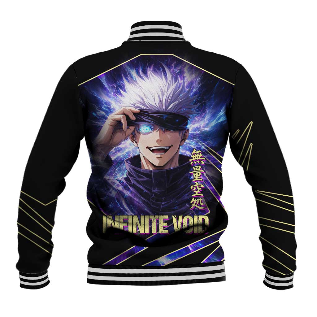 Gojo Satoru Infinite Void Baseball Jacket Cosmic Anime Power Surge Style