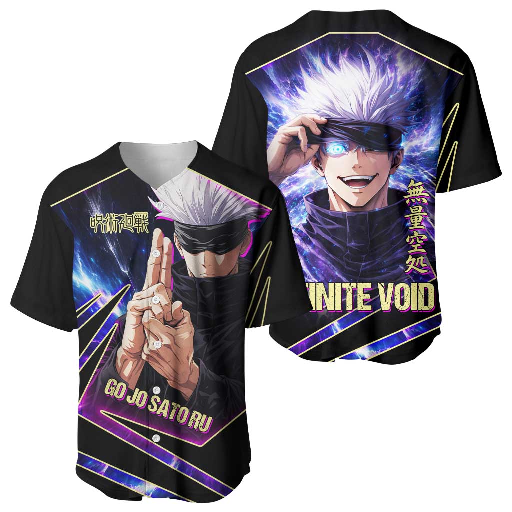 Gojo Satoru Infinite Void Baseball Jersey Cosmic Anime Power Surge Style