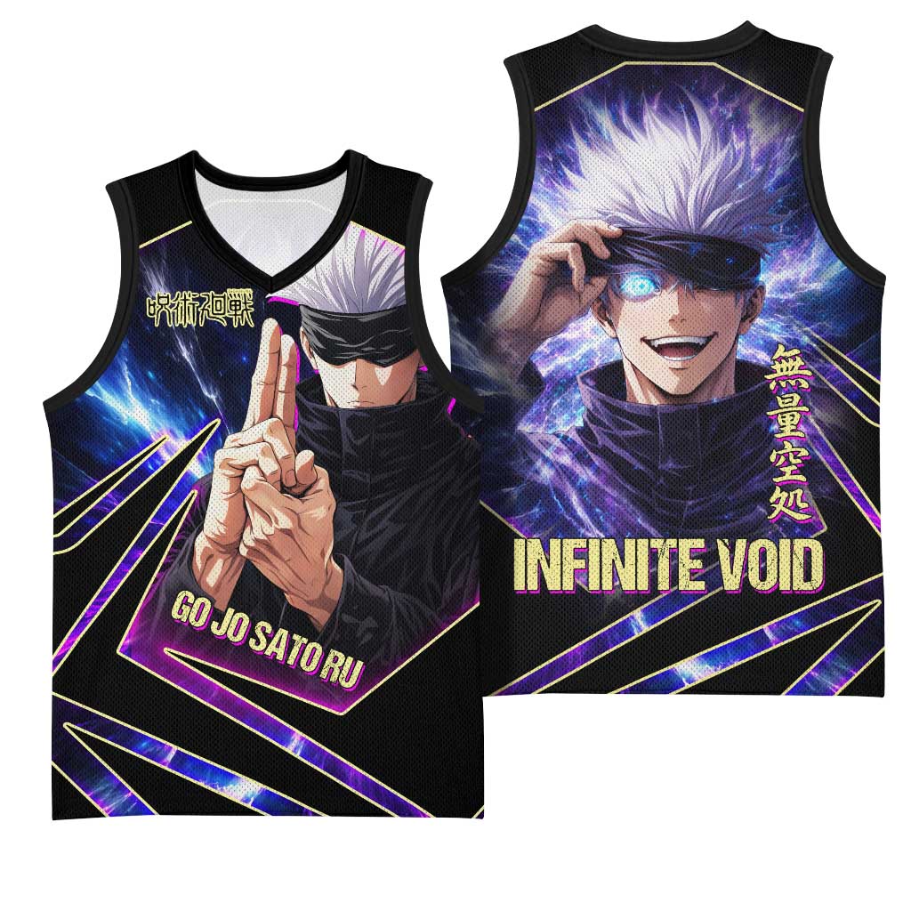 Gojo Satoru Infinite Void Basketball Jersey Cosmic Anime Power Surge Style