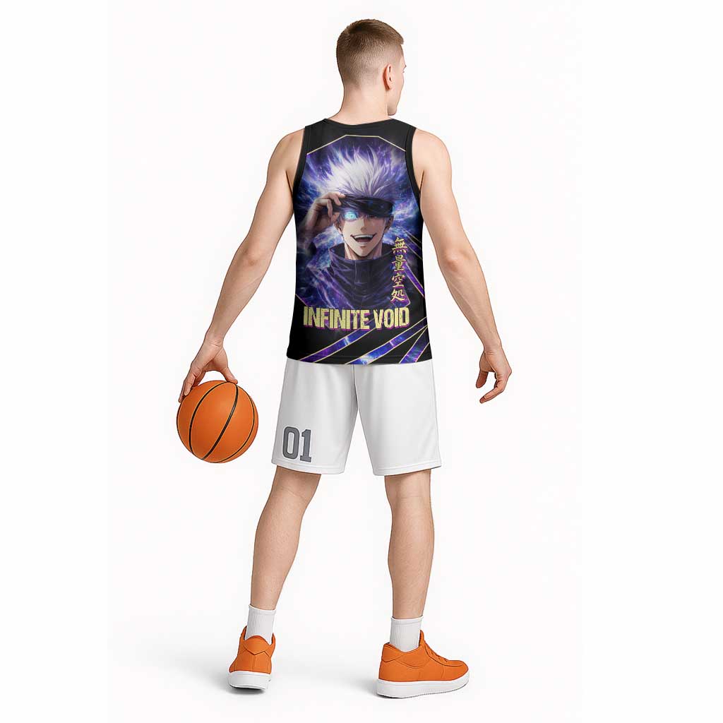 Gojo Satoru Infinite Void Basketball Jersey Cosmic Anime Power Surge Style